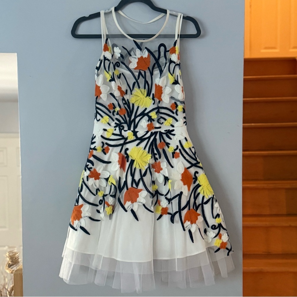 Eva Franco Garden Party or Summer Soiree Embroidered Midi Dress